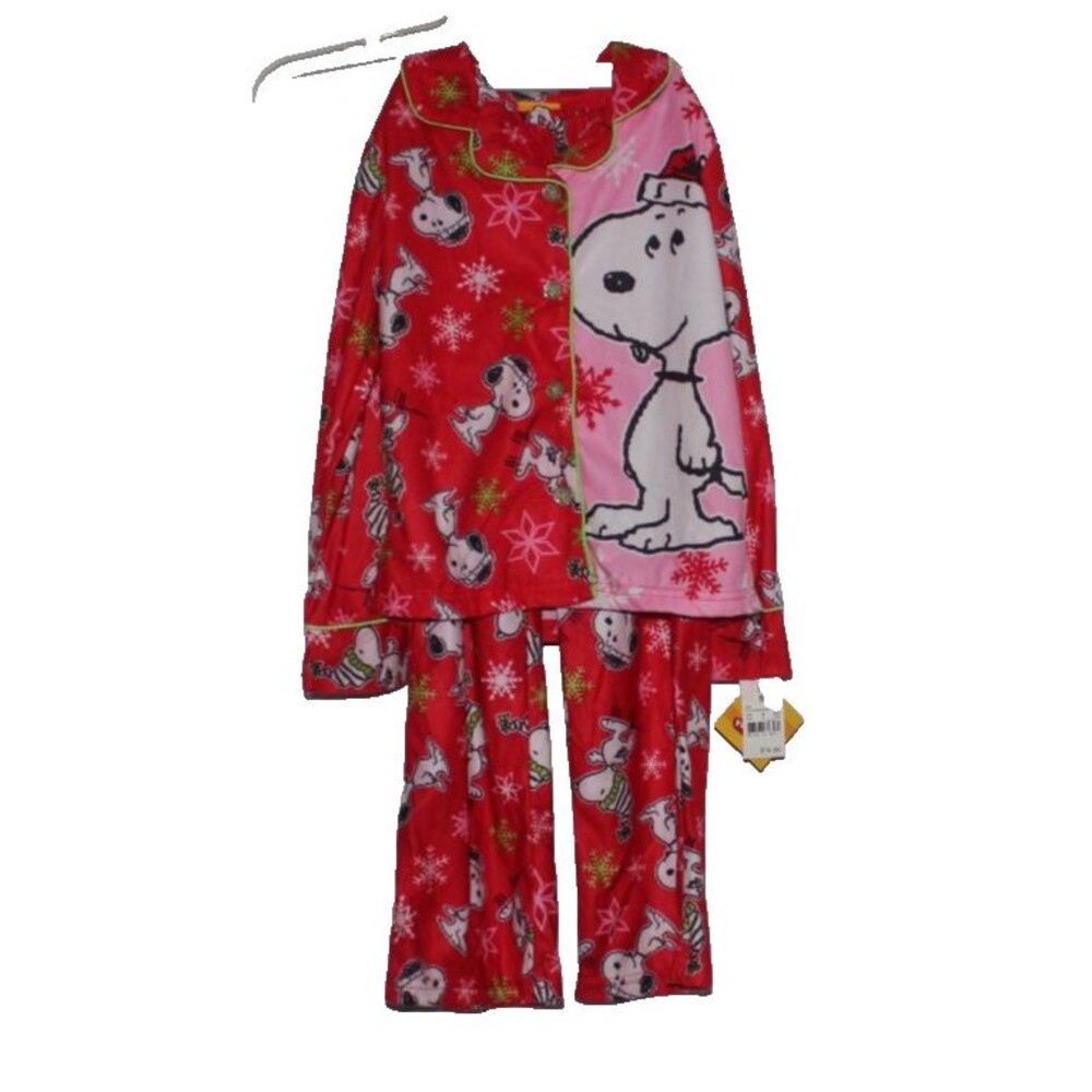 Peanuts Snoopy Winter Pajama Set 2 Piece Flannel SIZE S NWT